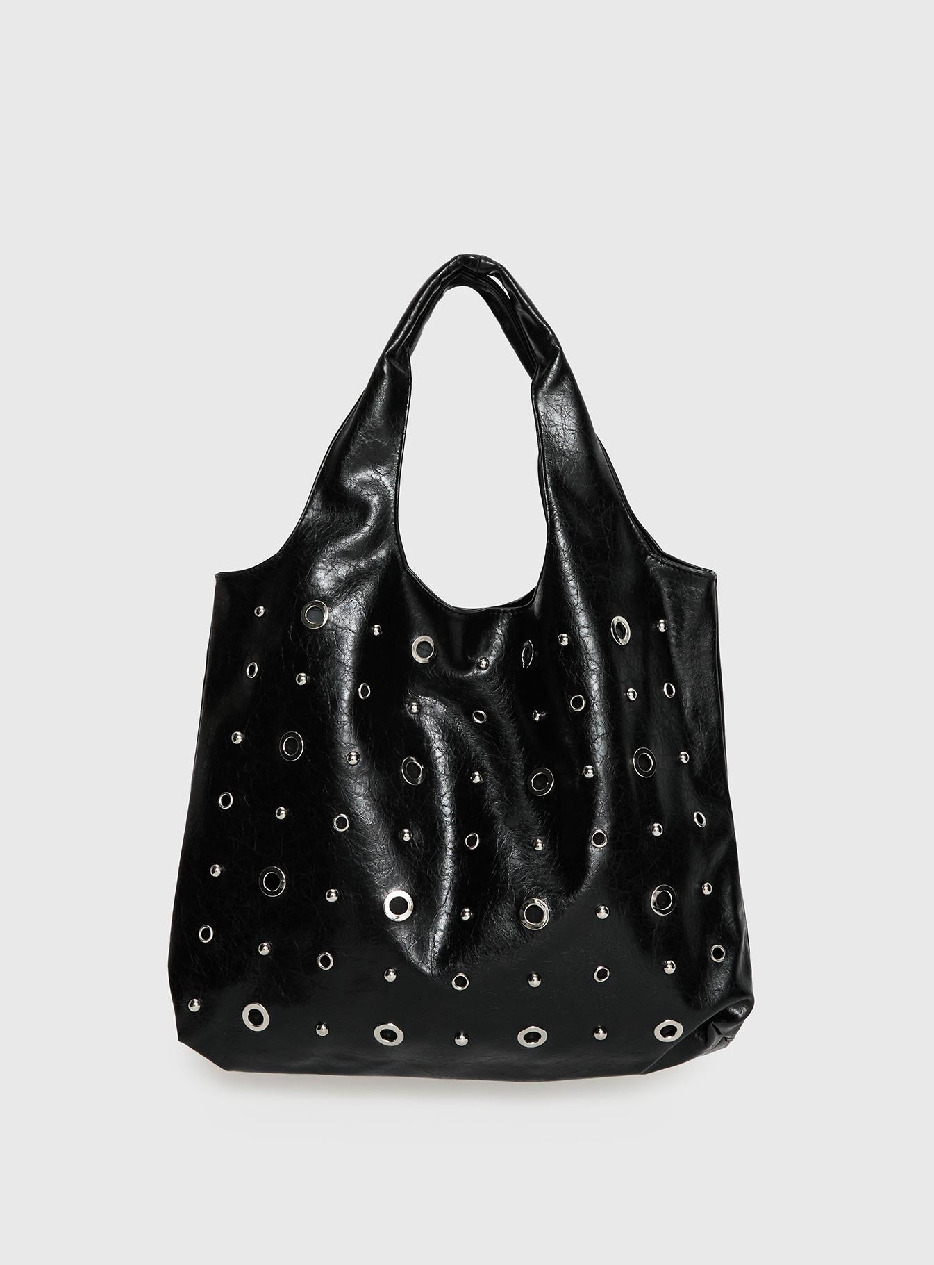 Find Your Love Eyelet Detail Shoulder Bag Black