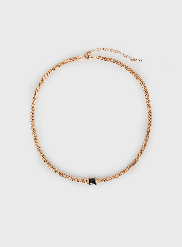 Gold-toned necklace Gemstone detail, lobster clasp fastening