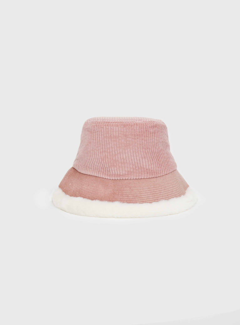 Corduroy bucket hat with fleece trim