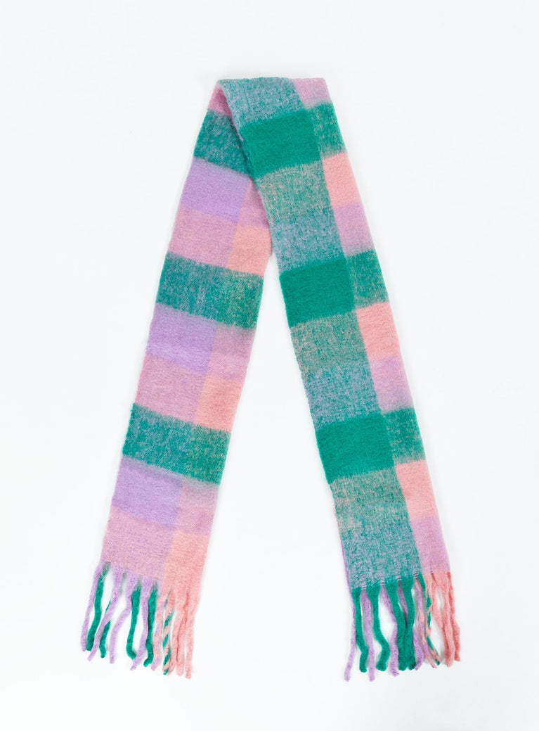 Plaid print scarf Soft knit material with good stretch 