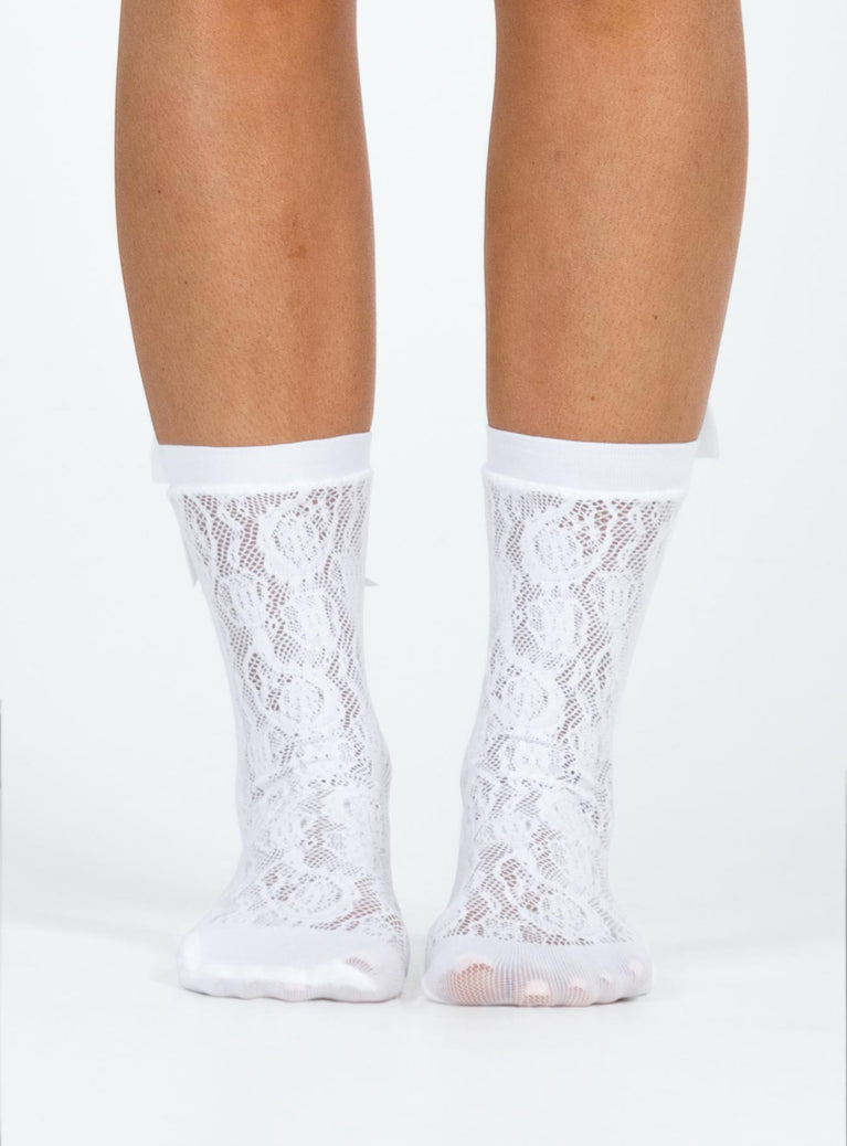 Socks Sheer fishnet design Bow detail Good stretch