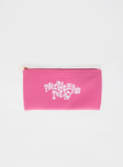 Pink Pencil case Zip fastening with gold toned hardware graphic print 