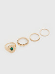 Gold-toned ring pack Thin bands, lightweight, gemstone detail