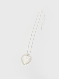 Silver-toned necklace Large heart pendant, lobster clasp fastening
