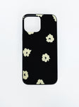 iPhone case Graphic print Plastic back Grip detail on sides Tech chain holes 