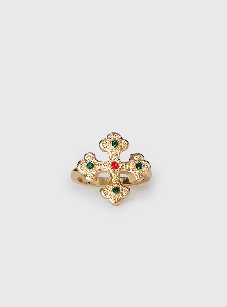 Venette Cross Ring Gold