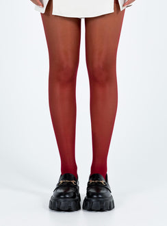 Maroon stockings Sheer material Elasticated waistband Hand wash only