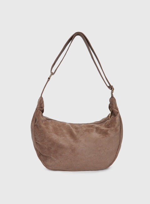 Ransom Faux Suede Shoulder Bag Taupe