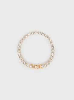 Gold-toned bracelet Diamante detail, clasp fastening, fixed length