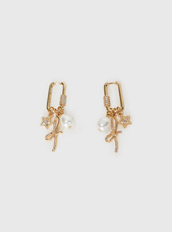 Plus One Charm Earrings Gold