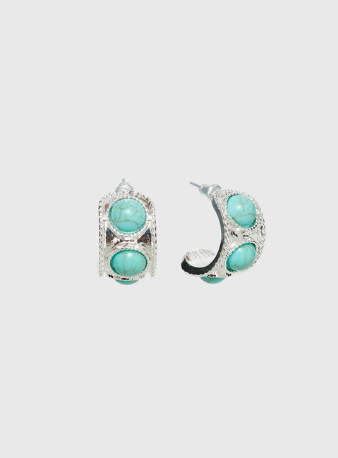 Endellion Hoop Earrings Silver / Turqouise