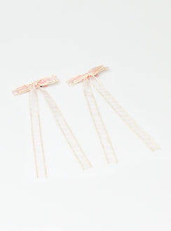 Hair bow pack Pack of two Mesh ribbon Clip fastening