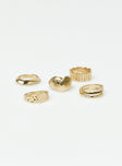 Rings Gold toned Pack of five Lightweight