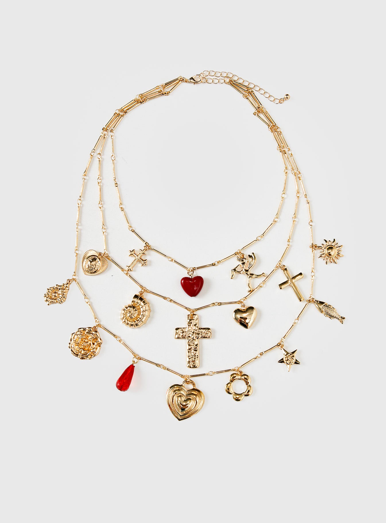 Cash Out Layered Charm Necklace Gold
