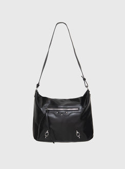 Faux leather shoulder bag Silver-toned hardware, adjustable shoulder strap, zip fastening, internal zip & slip pockets, flat base, external zip pocket