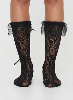 Lace socks Fishnet style, frill cuff