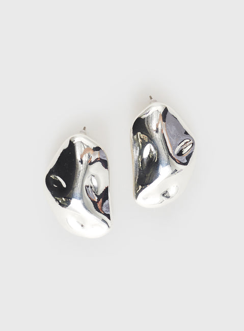 Silver toned earrings Stud fastening, lightweight