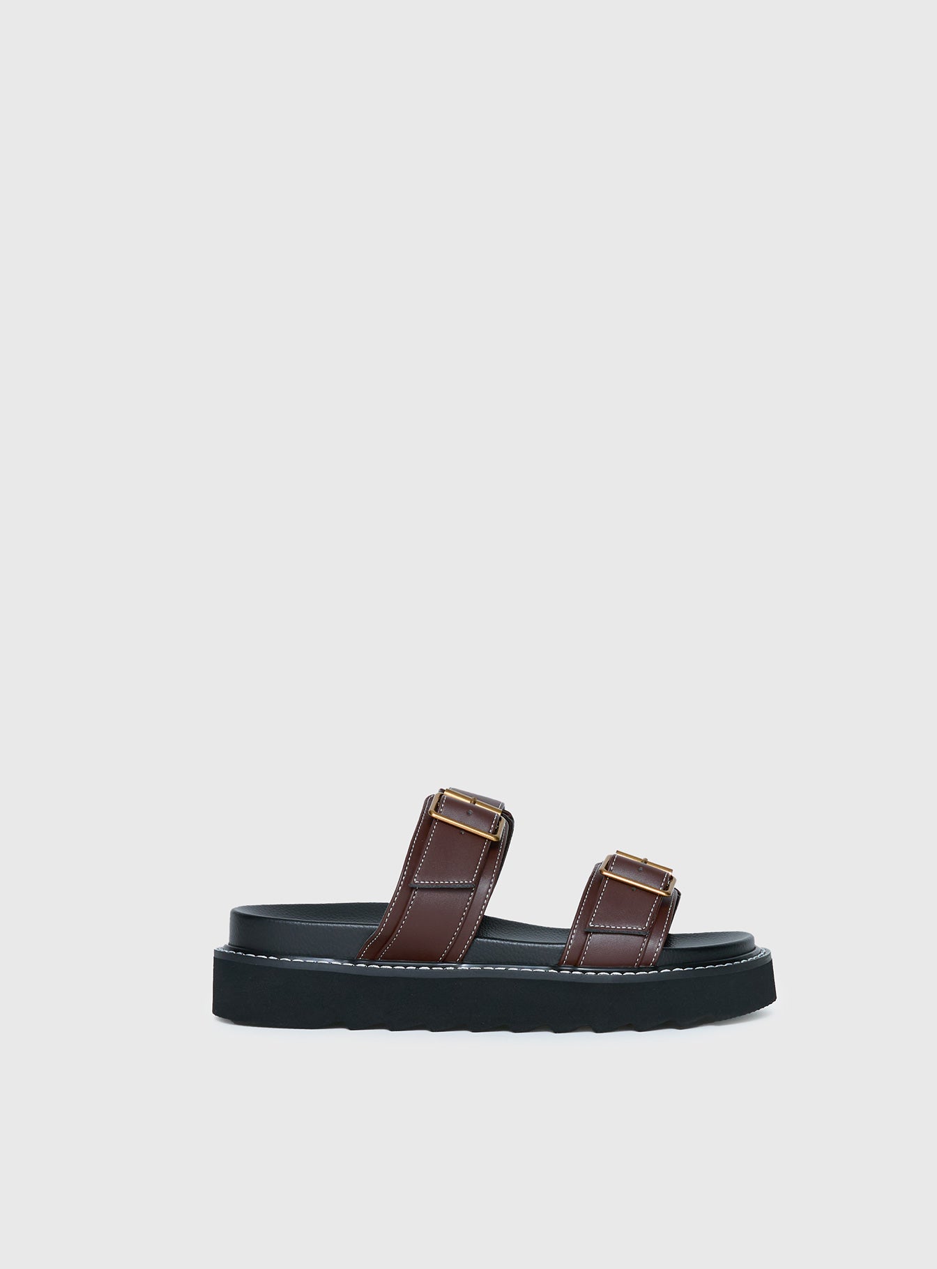 Ma Belle Sandals Contrast Stitch Chocolate