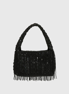 Kiss Goodbye Beaded Tassel Bag Black