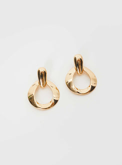 Gold-toned earrings Hoop style, stud fastening