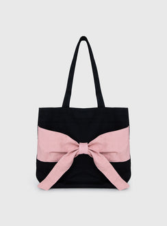 Faustine Bow Tote Bag Black / Pink