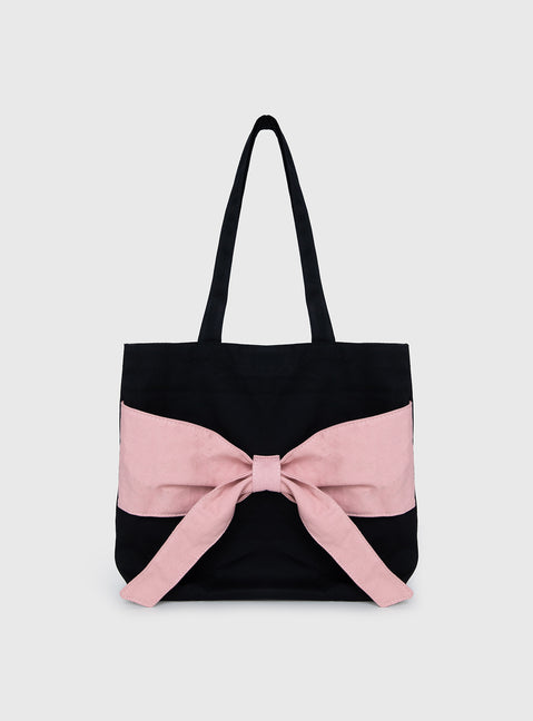 Faustine Bow Tote Bag Black / Pink