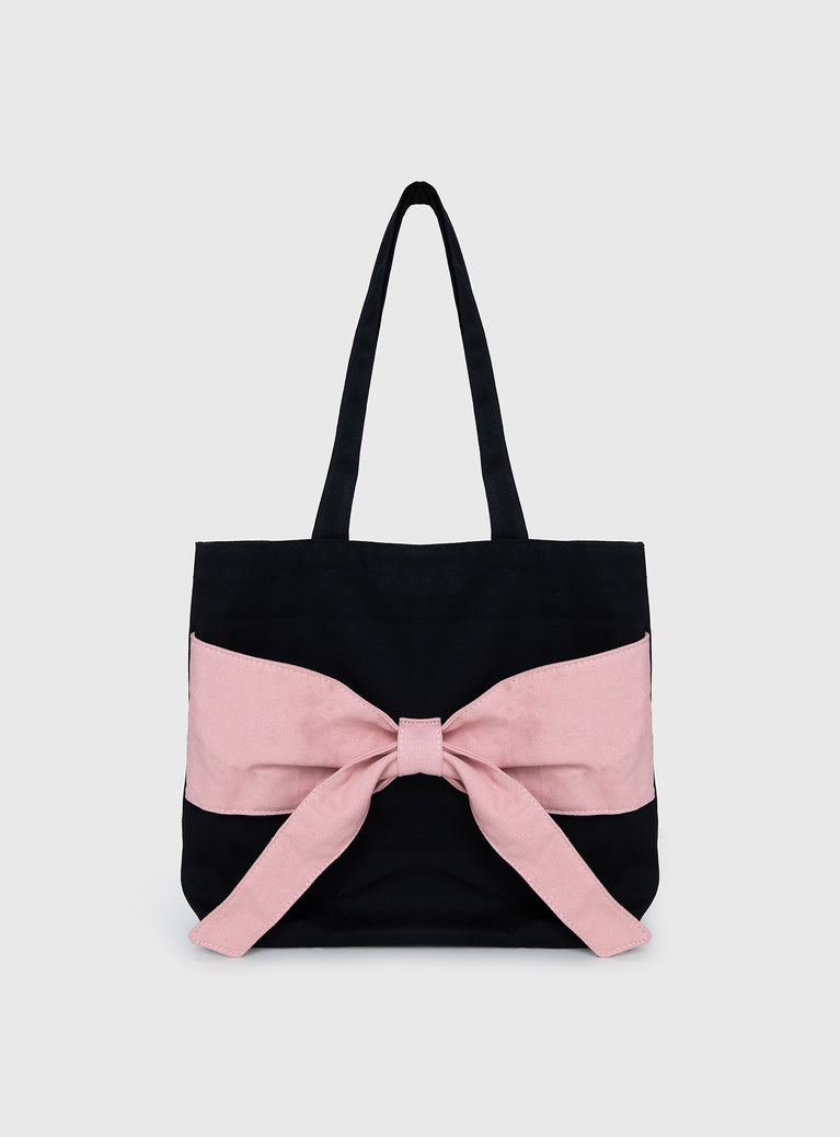 Faustine Bow Tote Bag Black / Pink