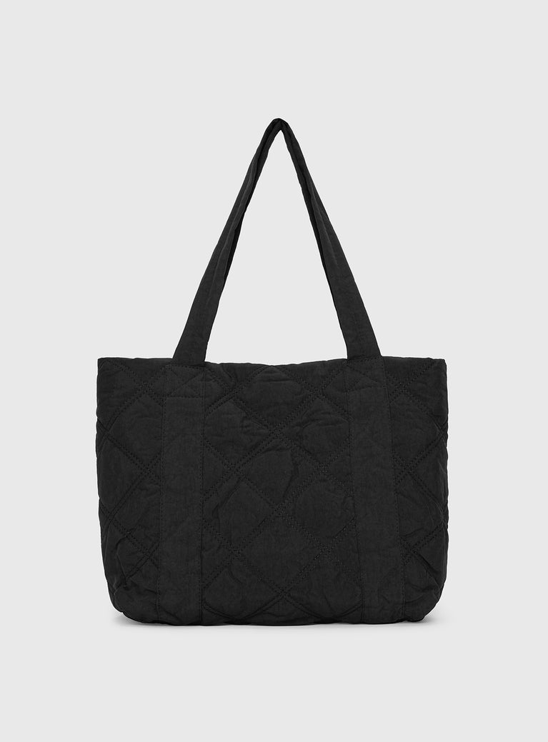 Jovie Nylon Quilted Tote Black