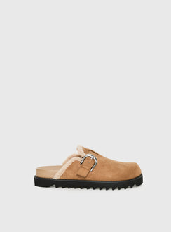 Raxton Faux Suede Clogs Brown