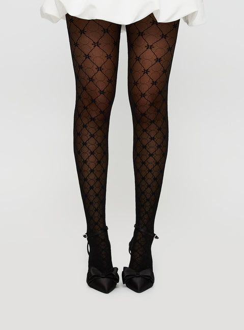 Inescapable Patterned Stockings Black