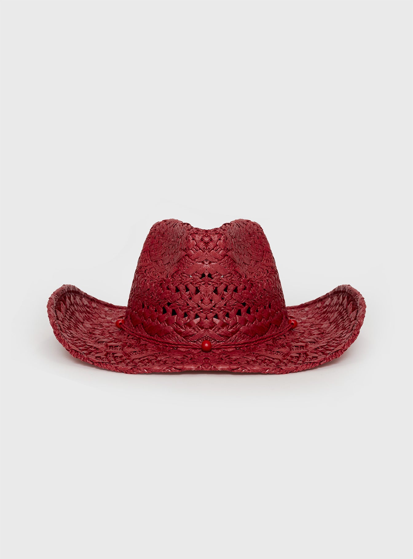 Straw cowboy hat Moulded brim, beaded detail