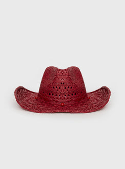 Straw cowboy hat Moulded brim, beaded detail