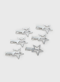 Star Studded Hair Clip Pack Silver