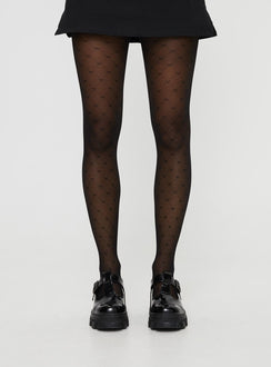 Stockings Sheer material, heart detailing, thigh-high design  Good stretch, delicate material- handle with care 