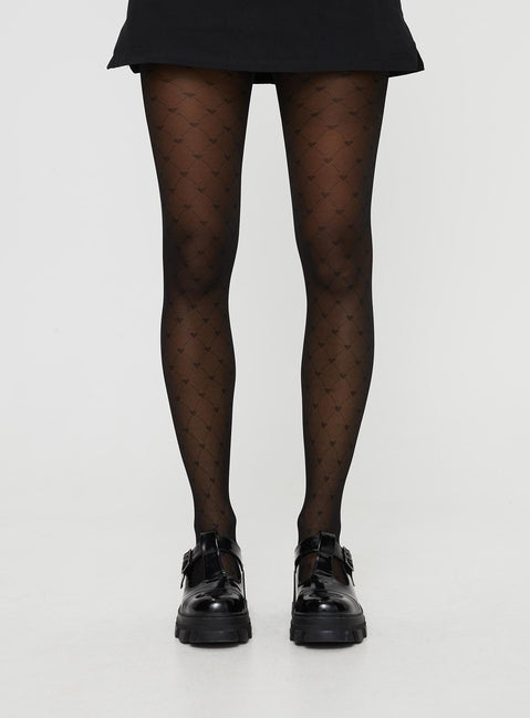 Stockings Sheer material, heart detailing, thigh-high design  Good stretch, delicate material- handle with care 