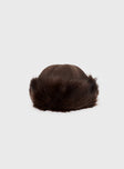 Mikella Faux Fur Hat Brown