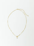 Necklace Gold toned Lobster clasp fastening Pearl drop charm