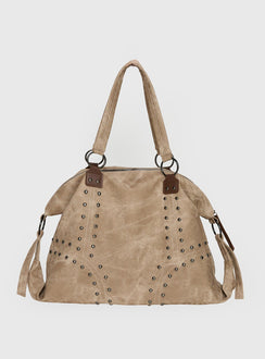Brittin Stud Detail Shoulder Bag Beige