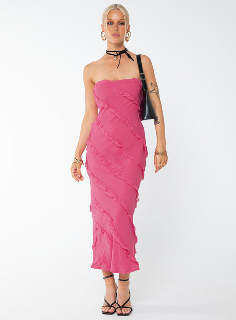 product Princess Polly Asymmetric Neckline  Baylie Maxi Dress Hot Pink