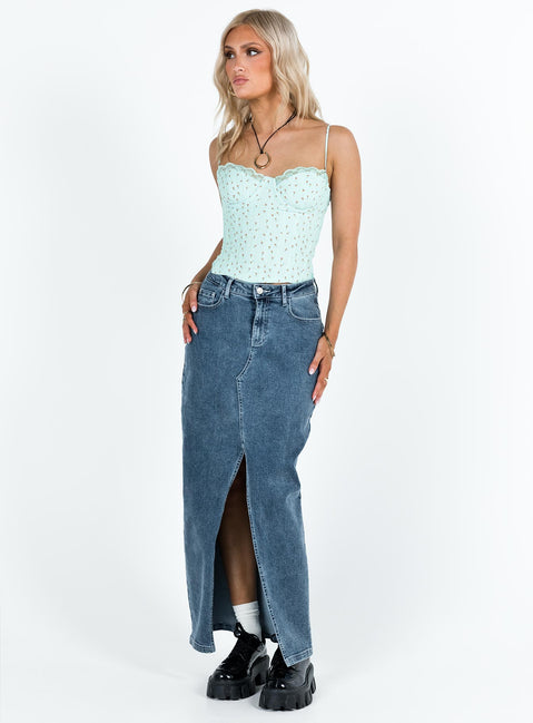 product Princess Polly Sleeveless Square Neck  Clemont Corset Blue