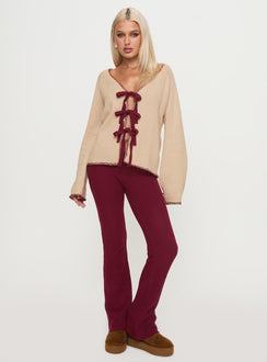 front view of model wearing Princess Polly Kiss Goodbye Knit Cardigan Multi Long 