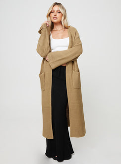Finneas Longline Cardigan Beige Princess Polly  long 