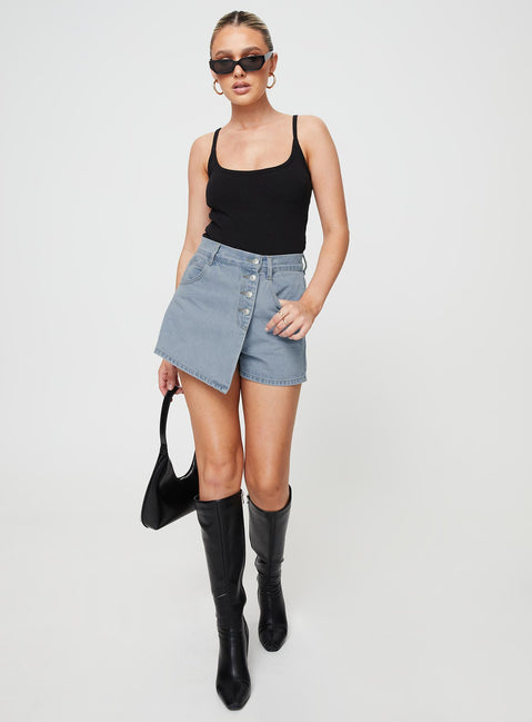 Merthyr Denim Skort Mid Wash Princess Polly high-rise 