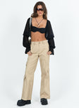 Front view of model wearing  front Princess Polly  Henney Pants Beige