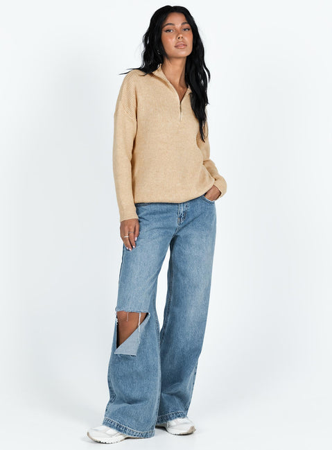 Bessy Sweater Beige Princess Polly  regular 