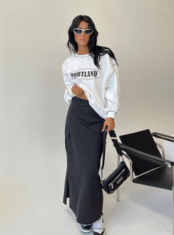 front view of model wearing Princess Polly Portland Oversized Crewneck Sweatshirt White 