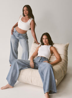 product Princess Polly High Waisted  Naylor Wide Leg Jeans Light Wash Denim