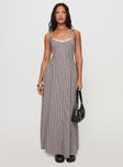 Dalanie Tie Strap Maxi Dress Brown Gingham