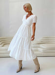 Front view of model wearing  front Princess Polly High Neck  Durna Maxi Dress White