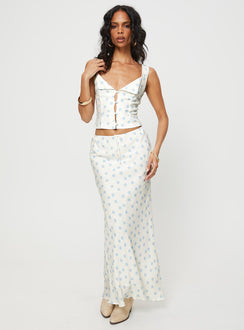 product Cheshire Floral Maxi Skirt White / Blue Princess Polly  Maxi 